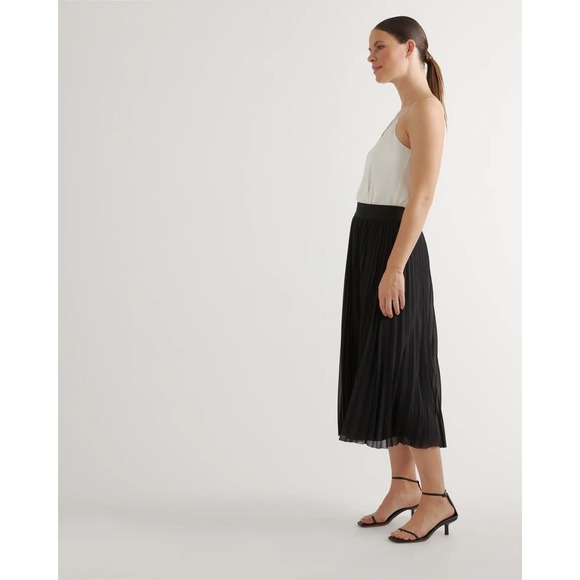QUINCE Black Chiffon Pleated Midi Skirt Size XS - Picture 5 of 12